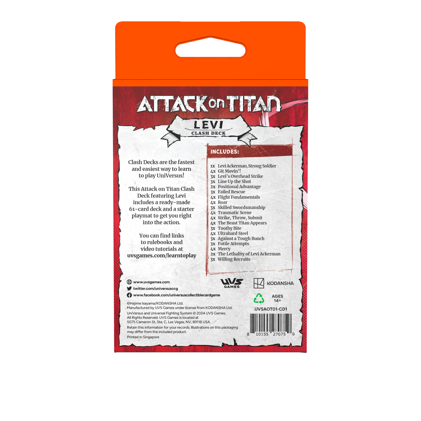 Attack on Titan: Battle For Humanity Clash Deck Levi