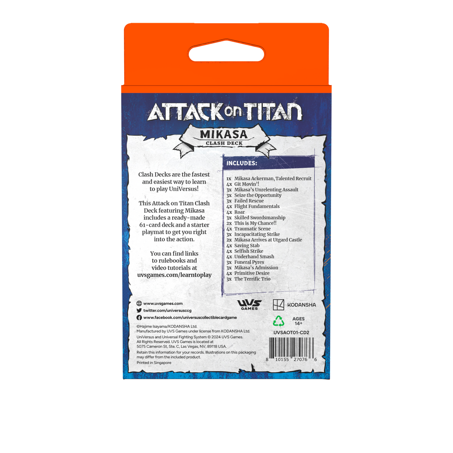 Attack on Titan: Battle For Humanity Clash Deck Mikasa