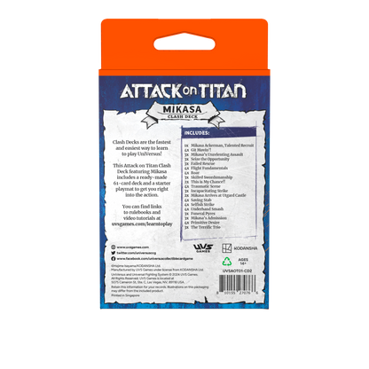 Attack on Titan: Battle For Humanity Clash Deck Mikasa