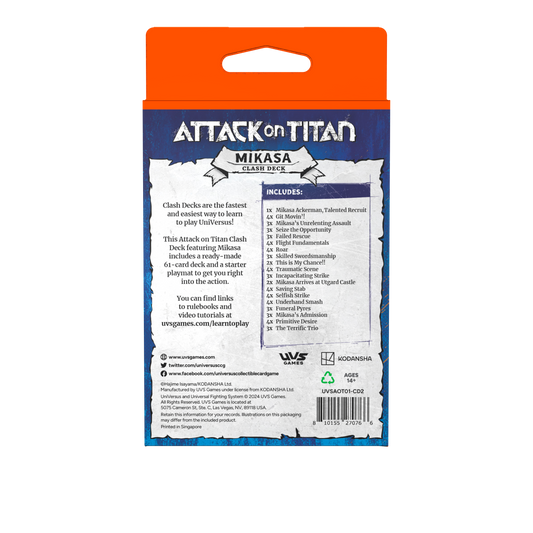 Attack on Titan: Battle For Humanity Clash Deck Mikasa