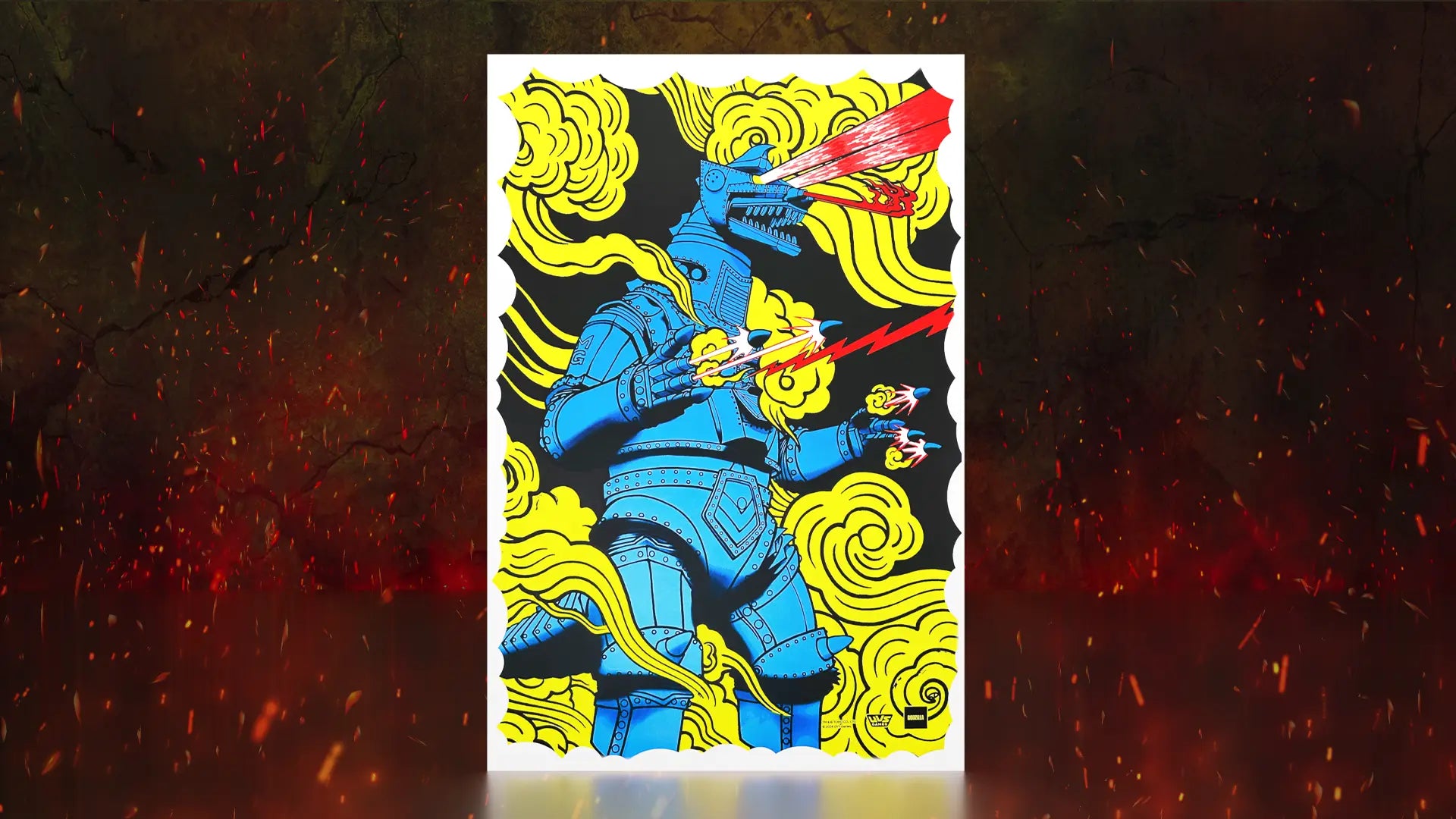 Godzilla Screen Printed Premium Poster - Bionic Menace – UVS Games Godzilla Screen Printed Premium Poster - Bionic Menace – UVS Games