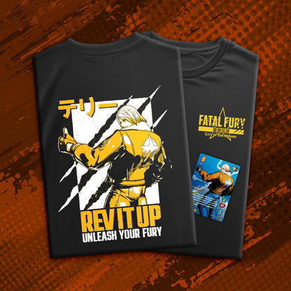 Fatal Fury: City of the Wolves - Terry Bogard T-Shirt w/ Bonus UniVersus Promo Card